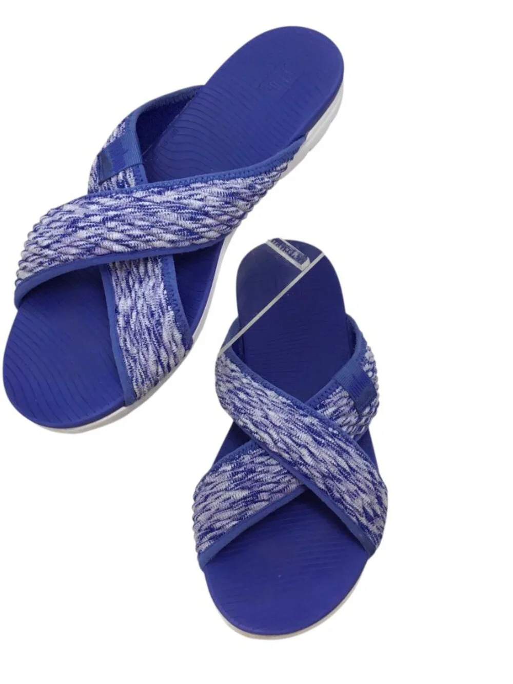 FitFlop Artknit Criss Cross Sandals Slides Comfort Lightweight Blue 085-671